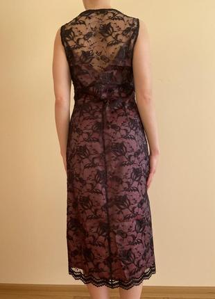 Английское вечернее платье миди атласное платье кружево роза1 фото