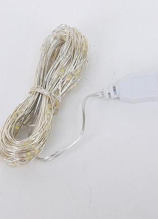 Світлодіодна led гірлянда 10 метрів роса тепла 100 led, usb 5v...6 фото