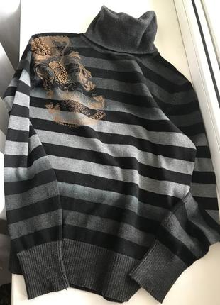 Гольф в полоску с бисером