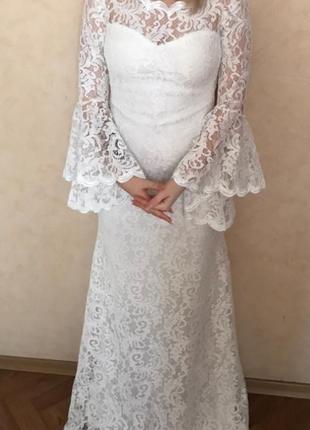 Кремовое платье, свадебное/выпускное7 фото