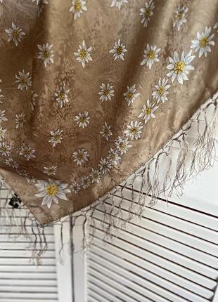 Шелковый платок платок платок платок шелк с цветочным принтом с кисточками3 фото