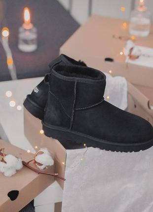 Ugg black mini black зимние женские сапоги угги черные6 фото