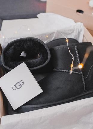 Ugg black mini black зимние женские сапоги угги черные8 фото