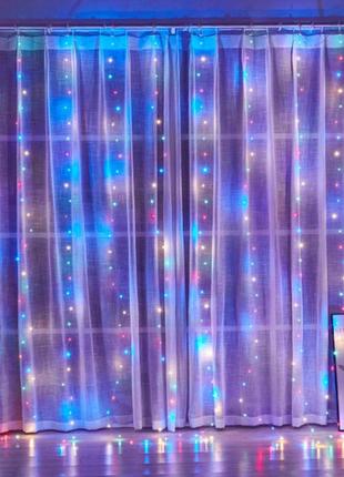 Гірлянда водоспад новорічна штора різнобарвна xmas led 2m*2m 2...5 фото