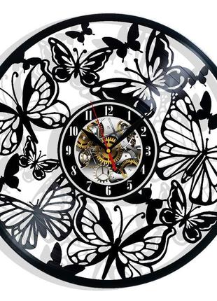 Бабочки настенные часы из виниловой пластинки домашний декор подарок на любой случай