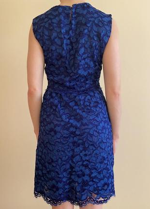 Насичена синя вечірня сукня плаття з мереживом квіти