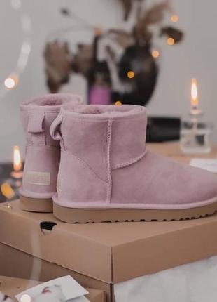 Ugg mini pink женские зимние сапоги угг мини розовые