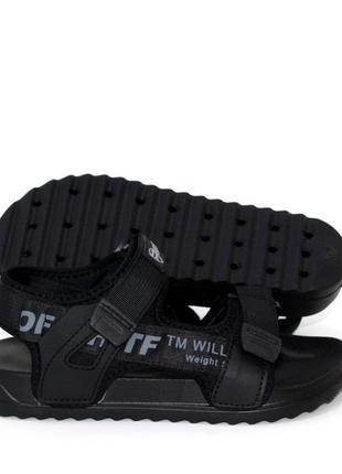 Стильные черные спортивные женские удобные сандалии на липучках, экокожа/текстиль,женская обувь на лето4 фото