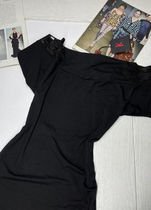 Новое чёрное вечернее платье s платье с драпировкой миди платье с открытыми плечами2 фото