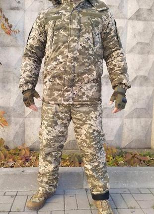 Зимова тепла військова форма 2в1 піксель (шлат + штани на фліс...1 фото