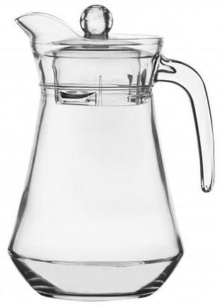 Гладкий скляний глечик з кришкою luminarc 1,3 л (n1103)