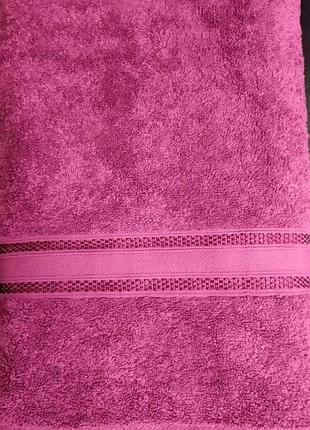 Рушник банний однотонний 70х140см узбекистан фуксія