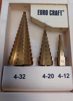 Свердло ступеневе по металу euro craft 15 ступенів 4-32 мм 3шт