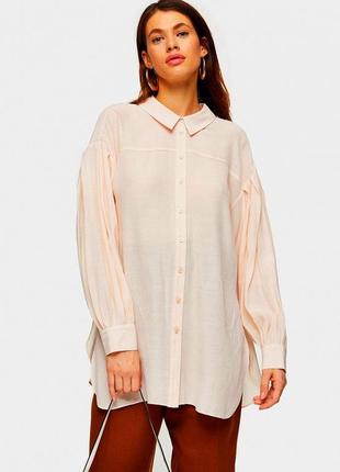 Подовжена персикова блуза з довгими розрізами із віскози topshop #3211