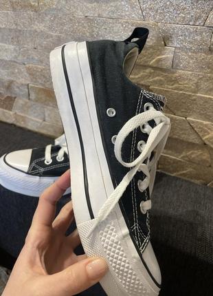 Стильні кеди на підвищеній платформі жіночі чорні converse оригінал4 фото