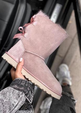 Ugg женские зимние сапоги угг розовые с двумя бантами2 фото