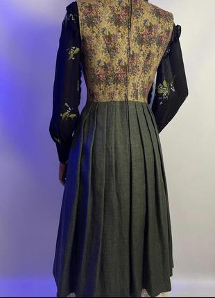 Австрия винтажный льняной гобеленовый длинный сарафан макси винтажное платье в этно стиле этническая одежда к украинскому строю дирндль5 фото