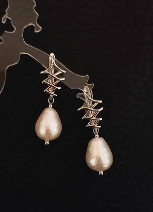 Сережки з бавовняним перлами miyuki