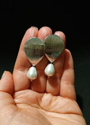 Сережки з бавовняним перлами miyuki3 фото