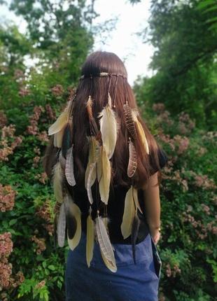 Хиппи повязка с перьями на голову2 фото