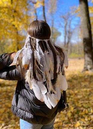 Хіпі пов'язка з пір'ям на голову1 фото