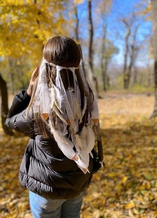 Хіпі пов'язка з пір'ям на голову2 фото