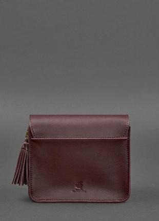 Шкіряна жіноча бохо-сумка лілу бордова krast bn-bag-3-vin-man5 фото