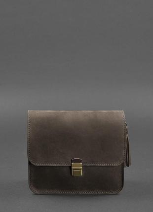 Шкіряна жіноча бохо-сумка лілу темно-коричнева bn-bag-3-o-man6 фото