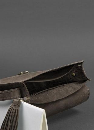 Шкіряна жіноча бохо-сумка лілу темно-коричнева bn-bag-3-o-man4 фото