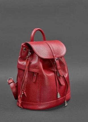 Кожаный женский рюкзак олсен красный	bn-bag-13-rubin3 фото