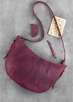 Кожаная женская сумка круассан бордовая crazy horse bn-bag-12-vin-kr3 фото