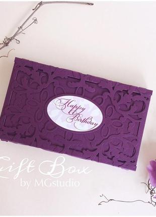 Gift box "afrodita" (фіолетовий) - листівка в коробочці1 фото