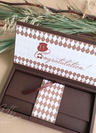 Gift box "gentelman" колір 1 - листівка в коробочці3 фото