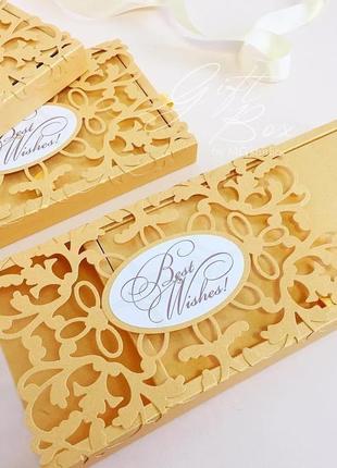 Gift box "afrodita" колір 11 (золото) - листівка в коробочці2 фото