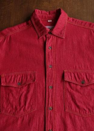 Мужской винтажный овершот jeff brenton red vintage denim shirt2 фото