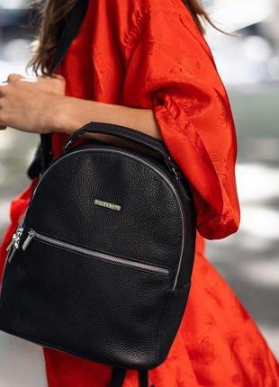 Кожаный женский мини-рюкзак kylie черный  bn-bag-22-onyx1 фото