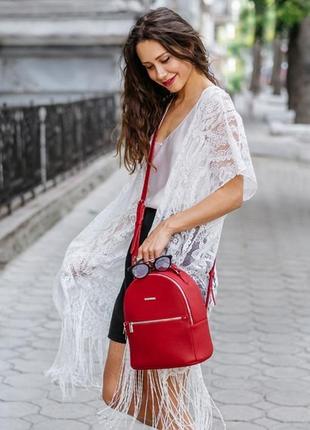 Кожаный женский мини-рюкзак kylie красный  bn-bag-22-rubin8 фото