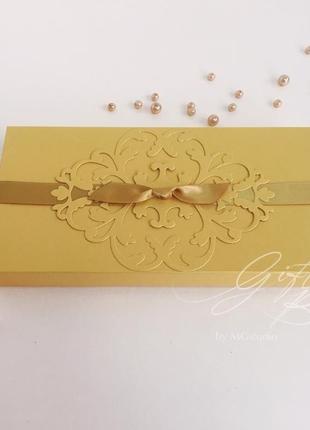 Giftbox "pino" колір 6 (золото) - листівка в коробочці3 фото