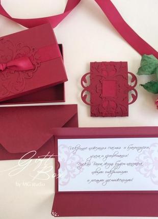 Giftbox “pino” цвет 4 (бордовый) - открытка в коробочке5 фото