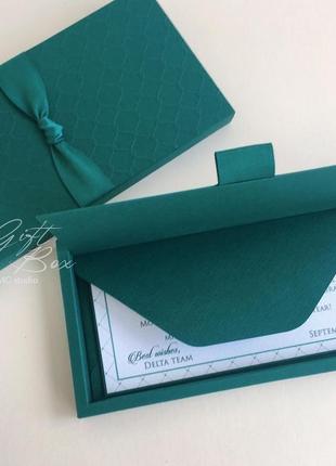 Gift box "one" цвет 1 (зеленый)  -открытка в коробочке5 фото