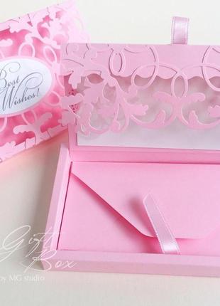 Gift box “afrodita” цвет 3 (розовый) - открытка в коробочке5 фото