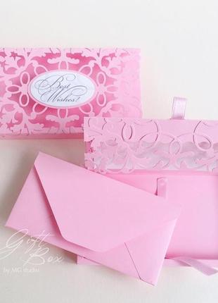 Gift box “afrodita” цвет 3 (розовый) - открытка в коробочке6 фото