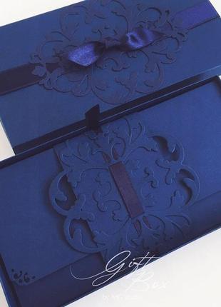 Giftbox "pino" колір 1 (синій) - листівка в коробочці3 фото