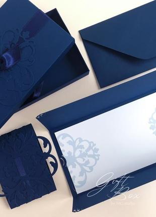 Giftbox "pino" колір 1 (синій) - листівка в коробочці7 фото