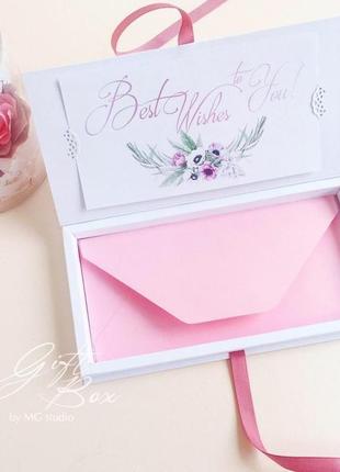 Gift box "sofia" цвет 1 (розовый) - открытка в коробочке4 фото