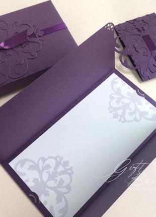 Giftbox "pino" колір 12 (фіолетовий) - листівка в коробочці7 фото