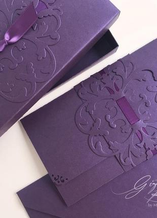 Giftbox "pino" колір 12 (фіолетовий) - листівка в коробочці6 фото
