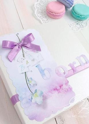 Gift box “baby born/girl” цвет 1 - коробочка с открыткой и конвертом внутри.2 фото