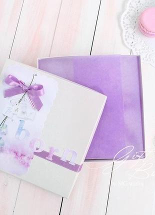 Gift box “baby born/girl” цвет 1 - коробочка с открыткой и конвертом внутри.3 фото