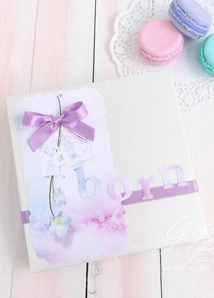 Gift box “baby born/girl” цвет 1 - коробочка с открыткой и конвертом внутри.1 фото